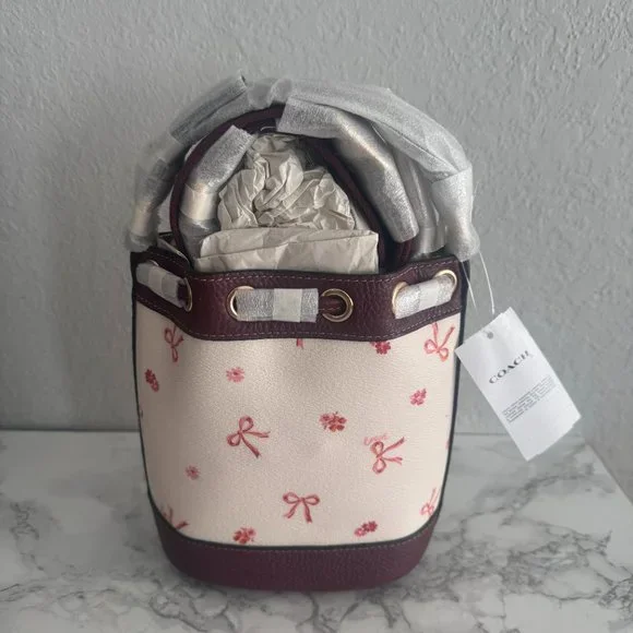 coach Dempsey Drawstring Bucket Bag 15 With Bow Print cn707 - Picture 3 of 7